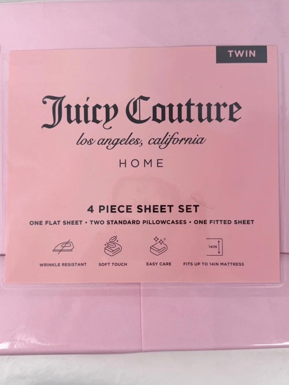 Juicy Couture Twin Pink Sheet Set 4 Piece Bedding Set Soft Dorm Bedding